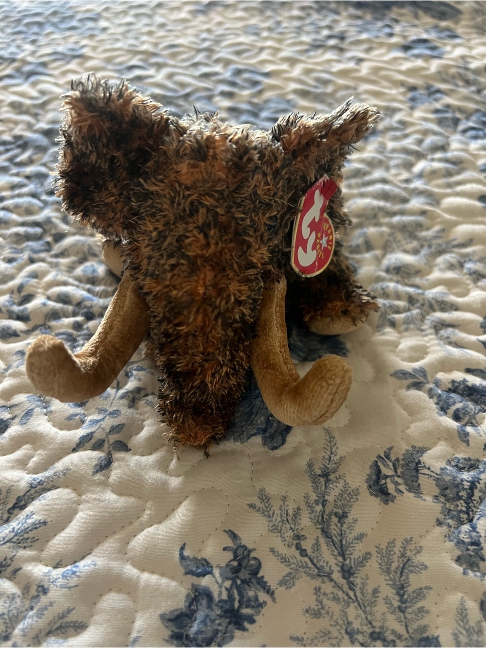 Ty Brown and Tan Plush Mammoth - Soft Brown Decorative Collectible